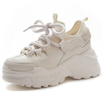 DONGNANFENG Women&#39;s Female Ladies Students Genuine Leather Lycab White Shoes Sne - £55.90 GBP