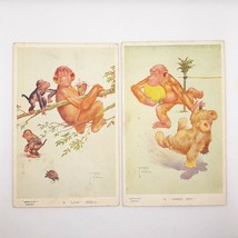 2 Gran Pop Lawson Wood Monkey Postcards Unposted Hand Off Live Shell - $15.42