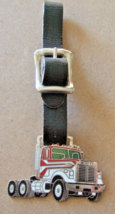 WHITE SEMI TRUCK TRACTOR ENAMEL &amp; CAST WATCH FOB WITH STRAP - $13.50