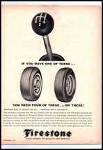 1963 Firestone Tires Vintage Print Ad 4 Speed Gear Shifter Stick Shift Wall Art - £8.20 GBP