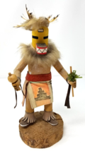 Cat Dancing Kachina Doll Signed D. Hawk Native American Feather Fur Vintage - $56.95
