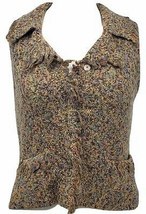 Curio Vest VNeck S Notch Lapel Fury Pockets Acrylic Crochet Hairy Coutur... - £14.22 GBP