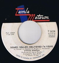 Stevie Wonder Signed Sealed Delivered 45 rpm I&#39;m More Than Happy Canadian Press - £3.88 GBP