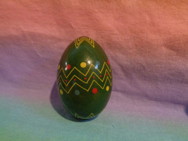 Vintage 93 Belarus Hand Painted Wood Egg Green w/ Color Dots No Stand - £4.72 GBP