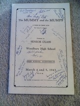 Vintage 1943 Signed Play Program Mummy and the Mumps Woodbury High School - £34.79 GBP