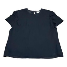 Adrianna Papell Womens Top Black XL Short Sleeve Round Neck Evening Essentials - £22.05 GBP