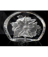 1999 CRISTAL D&#39;ARQUES Lead Crystal Christmas Poinsettia Holly Paperweigh... - €12,77 EUR
