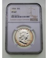 1954 50C Franklin Half Dollar Calificado Por NGC Como PF-67! Golpe Hermoso! - $236.11