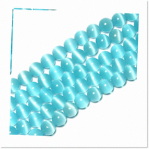 30pcs Sky Blue Cat Beads - 12mm Round Gemstone Beads for DIY Jewelry Making - Br - $24.74