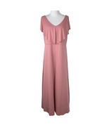 Soft Surroundings Pink Maxi Dress Medium V-Neck Ruffle - $370.25 MXN