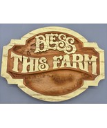 Vtg Wooden &quot;Bless This Farm&quot; Wall Hanging Rustic Decor Carved Design - $324.69 MXN