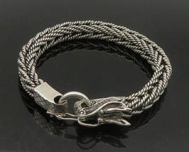 925 Sterling Silver - Vintage Heavy Dragon Head Wheat Chain Bracelet - BT9012 - £225.68 GBP