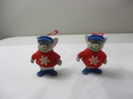 Lot 2 Vintage Felt Mouse Mice Christmas Tree Ornaments Japan 3.5&#39;&#39; - £18.19 GBP