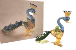 Glass Peacock Figurine Pier One 3 1/4 Inches Tall 3 Inches Wide Boxed Retired - £7.98 GBP