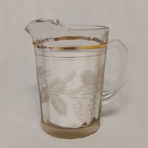 Bartlett Collins Iced Lip Water Pitcher 24 oz Clear Gold Trim Grape Leaf... - £14.90 GBP