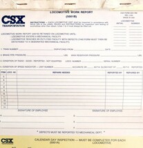 CSX Transportation Locomotive Work Report Forms 5001B Railroad Documents... - $29.99
