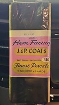 Black Hem Facing J&amp;P Coats 100% Cotton  2&quot; X 3yds - $2.16