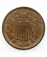 1864 Large US Motto 2 Cent Coin In Bu Condition, Brown Color, Fort Luste... - €149,36 EUR