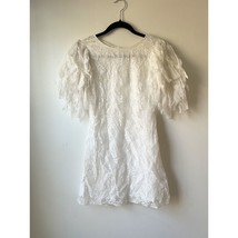 Free People Songbird Mini Lace Dress Frilled Sleeve XS White Lace - £29.29 GBP