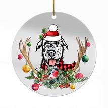 Cute Irish Wolfhound Dog Antlers Reindeer Christmas Ornament Acrylic Gif... - £13.41 GBP