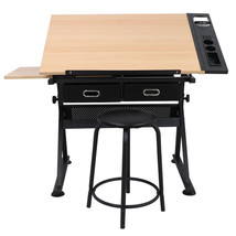 Drafting Desk Drawing Table 9 Levels Adjustable Angle With Stool Arts &amp; ... - £134.28 GBP