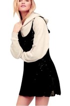$148 Free People We Love Sequins Slip Dress Medium 8 10 Black Cross Back... - $48.78