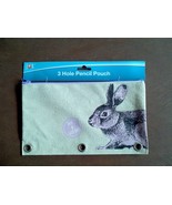 Linen Zippered 3 Ring Pencil Holder Pouch Animal Design - $188.16 MXN