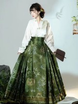 Ming Dynasty-style Hanfu size XS new mamian two-piece set, bamboo print skirt - £77.80 GBP