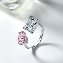 Elegant Lady Pink Moissanite Ring 100% Original 925 sterling silver Party Weddin - £70.38 GBP