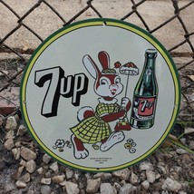 Vintage 1952 7UP Carbonated Soft Drink Bottling Company Porcelain Gas-Oil Sign - £97.73 GBP