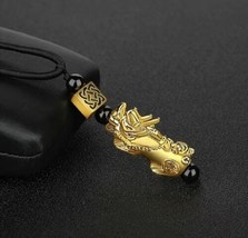 Pixiu Pendant Feng Shui For  Good Luck &amp; Wealth On Black Cord NWT - £7.78 GBP