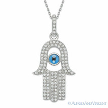 Evil Eye Hand of God Fatima Judaica Hamsa Kabbalah Charm Pendant Silver Necklace - £17.36 GBP