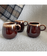 3 Vintage McCoy Brown Drip Pottery Coffee Mugs Cups - $27.36