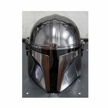 LARP Steel Mandalorian Helmet with Liner and Chin Strap Star Wars Movie helmet - £117.26 GBP