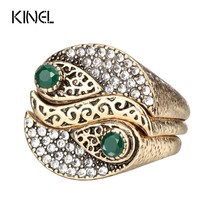 Arrivals fashion 3pcs bohemia women s rings sets antique gold color mosaic crystal midi thumb200