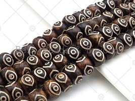 Natural Brown Tibetan White Eye Agate - 10x14mm Rondelle Spacer Beads - Sku#U972 - $17.90