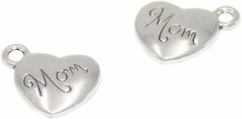 4 Mom Heart Charms Word Charms Pendants Inspirational Mothers Day Findings - £1.99 GBP