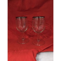 Silver Rimmed Cocktail Glasses Stemware, Set of 2, Midcentury Barware, 4 Oz  - £11.90 GBP