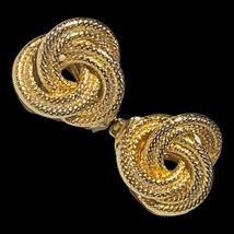 vintage gold tone clip on love knot earringa - $9.97