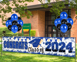 Blue 2024 Graduation Decorations Large Congrats Grad Banner with 20 Piec... - £18.60 GBP