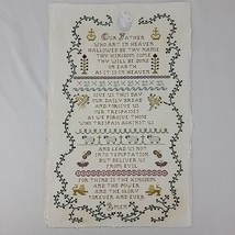 Sampler Prayer Embroidery Finished Our Father Cross Animals Amen Religious Vtg - $47.95