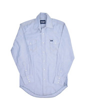 Vintage Wrangler Pearl Snap Western Shirt Mens 15x33 Chambray Long Sleeve - £23.16 GBP