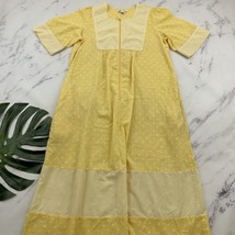 Go Softly Womens Patio House Maxi Dress Size L Yellow Polka Dot Stripe Z... - $28.70