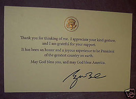 PRES GW BUSH WHITE HOUSE CARD THANK YOU GOD BLESS AMERICA GOLD EAGLE REP... - €8,62 EUR