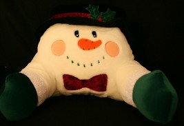 VTG 2002 Commonwealth Snowman Plush Backrest Bed Pillow W/Arm Rest &amp; Pockets - £59.21 GBP