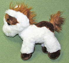 Aurora Peepers Horse Stuffed Animal 12&quot; Big Eyed Plush Pony White Brown B EAN Bag - £6.46 GBP