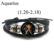 12 Zodiac Signs Leather Bracelet for Men Women Virgo Libra Scorpio Aries Taurus  - £8.92 GBP