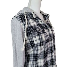 Forever 21 Plaid Button Up Hoodie Sweatshirt Womens Medium Pockets Remov... - $13.10