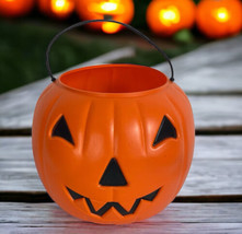 VTG GENERAL FOAM Blow Mold Norfolk Jack-O-Lantern Pumpkin Treat Bucket Pail 7.5&quot; - £13.72 GBP