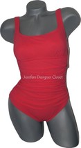NWT GOTTEX swimsuit 6 coral ruched sides tummy control slimming sexy tank - £62.02 GBP